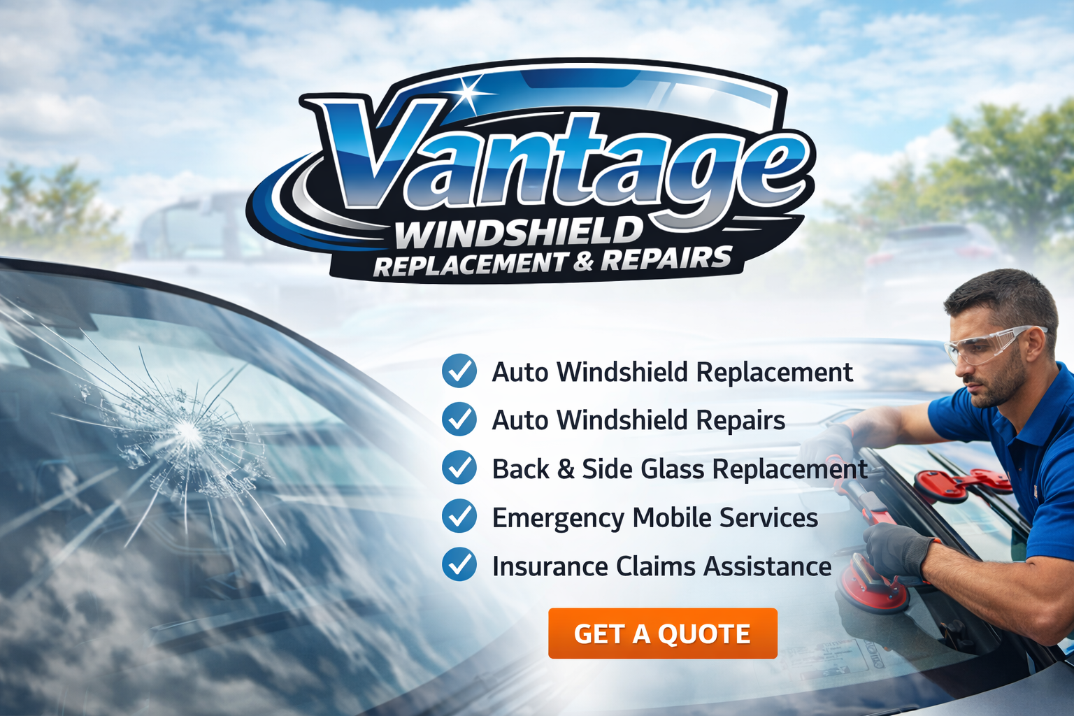 Professional windshield replacement services by Vantage